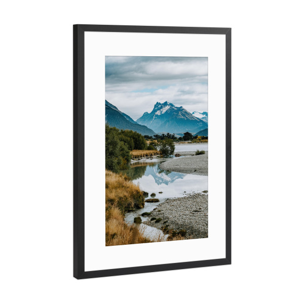 Poster mit Rahmen Schwarz (Metallic) "Glenorchy Neuseeland" artboxONE - Natur