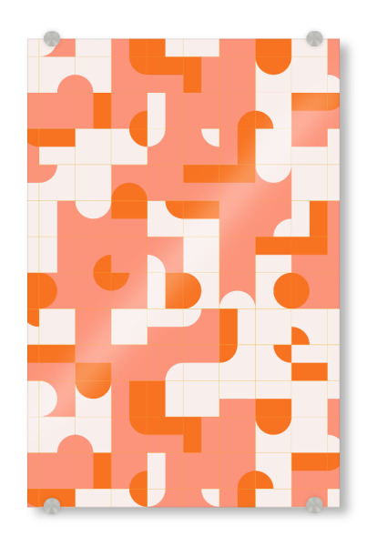 Acrylglasbild "Puzzle Tiles" artboxONE - Abstrakt - Mid-century-modern,Living coral,Tiles