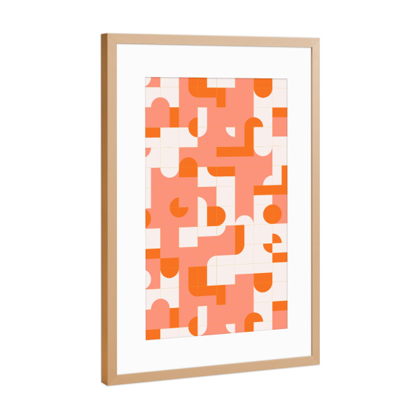 Poster mit Rahmen Kupfer "Puzzle Tiles" artboxONE - Abstrakt - Mid-century-modern,Living coral,Tiles