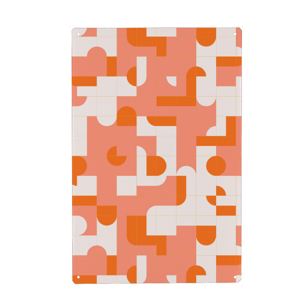 Holzbild "Puzzle Tiles" artboxONE - Abstrakt - Mid-century-modern,Living coral,Tiles