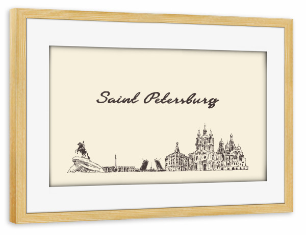 Poster mit Rahmen kiefer "St Petersburg hand drawn skyline" artboxONE - Städte / Sankt Petersburg