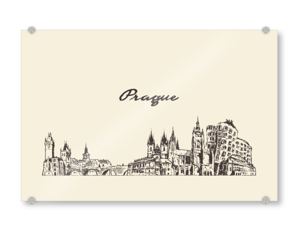 Acrylglasbild "Prague hand drawn skyline" artboxONE - Städte,Reise,Architektur,Städte / Prag