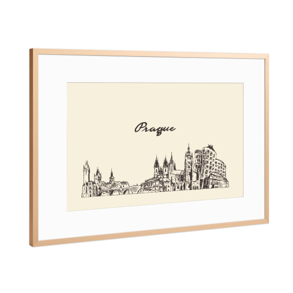 Poster mit Rahmen Kupfer "Prague hand drawn skyline" artboxONE - Städte,Reise,Architektur,Städte / Prag