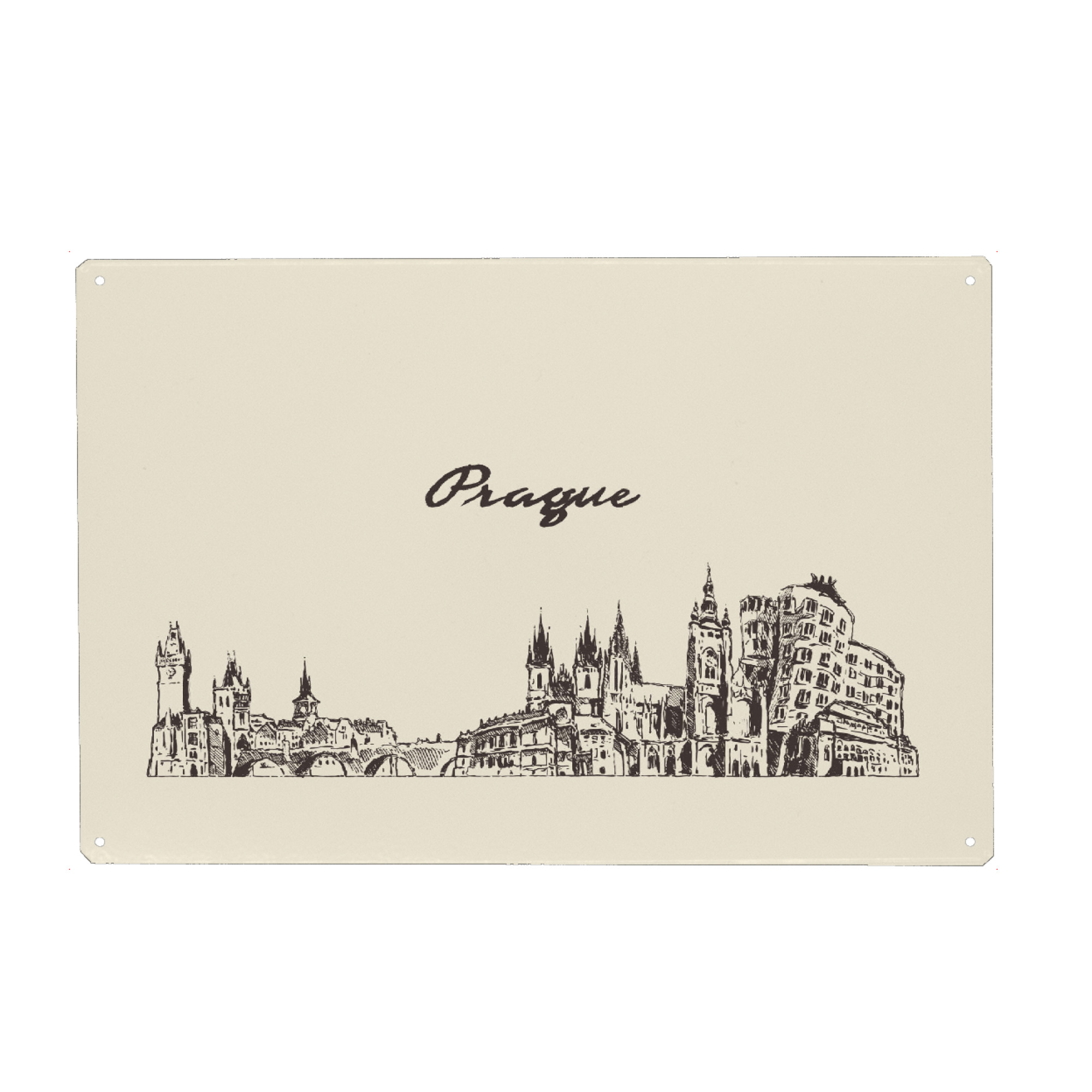 Metall Poster "Prague hand drawn skyline" artboxONE - Städte,Reise,Architektur,Städte / Prag