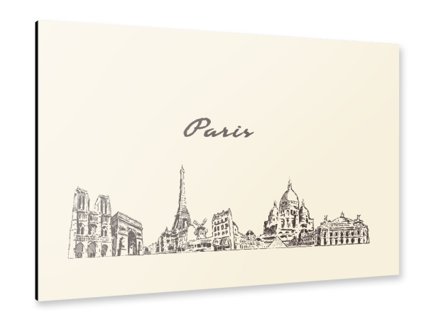 Alu-Dibond "Paris hand drawn skyline" 30x20 cm artboxONE