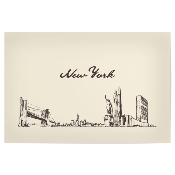 Poster "New York hand drawn skyline" artboxONE - Städte,Städte / New York