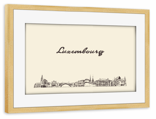Poster mit Rahmen kiefer "Luxembourg hand drawn skyline" artboxONE - Städte