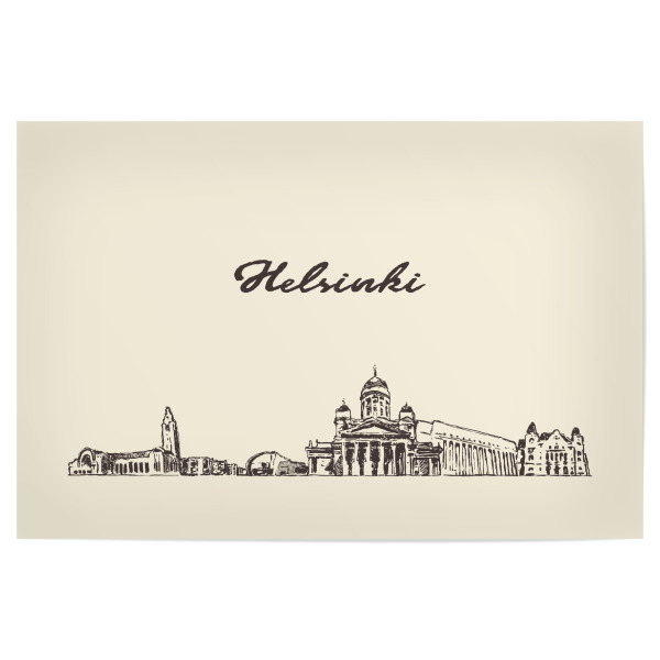 Poster "Helsinki hand drawn skyline" artboxONE - Städte