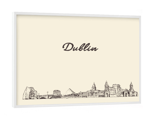 Poster mit weißem Rahmen "Dublin hand drawn skyline" artboxONE - Städte