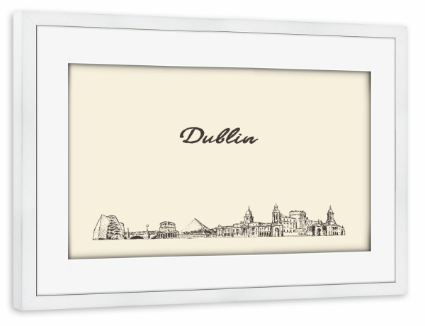 Poster mit Rahmen weiß "Dublin hand drawn skyline" artboxONE - Städte