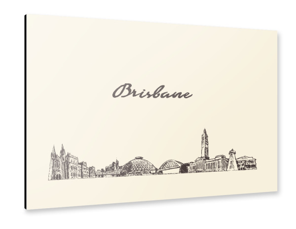 Alu-Dibond "Brisbane hand drawn skyline" 30x20 cm artboxONE
