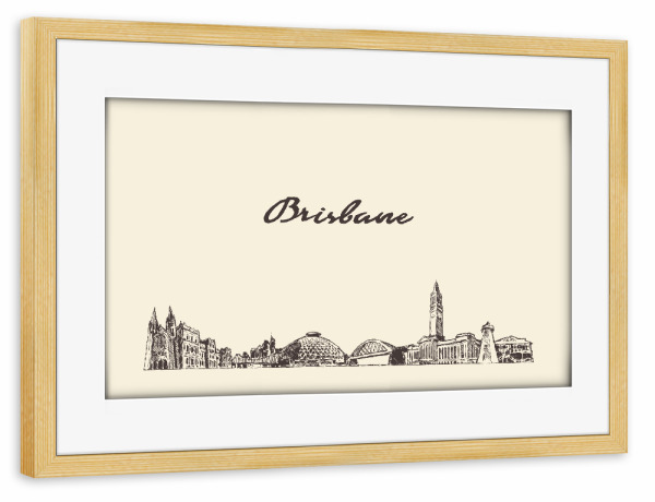 Poster mit Rahmen kiefer "Brisbane hand drawn skyline" artboxONE - Städte