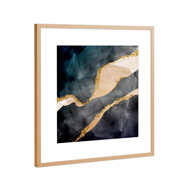 Poster mit Rahmen Kupfer "Marbled Ink and Gold Texture" artboxONE - Marmor - Texture,Gold,Abstract