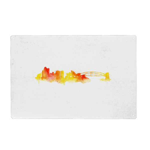 Metall Poster "Silhouette Sydney watercolor" artboxONE - Städte,Städte / Sydney