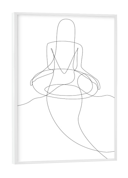 Poster mit weißem Rahmen "Mermaid - In One Line" artboxONE - Menschen,Schwarzweiß