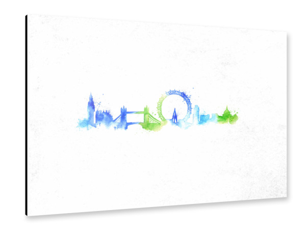 Alu-Dibond "Silhouette London watercolor" 30x20 cm artboxONE
