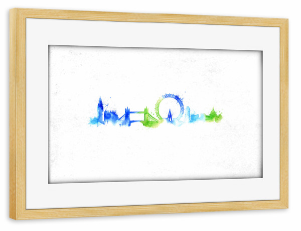 Poster mit Rahmen kiefer "Silhouette London watercolor" artboxONE - Städte,Städte / London