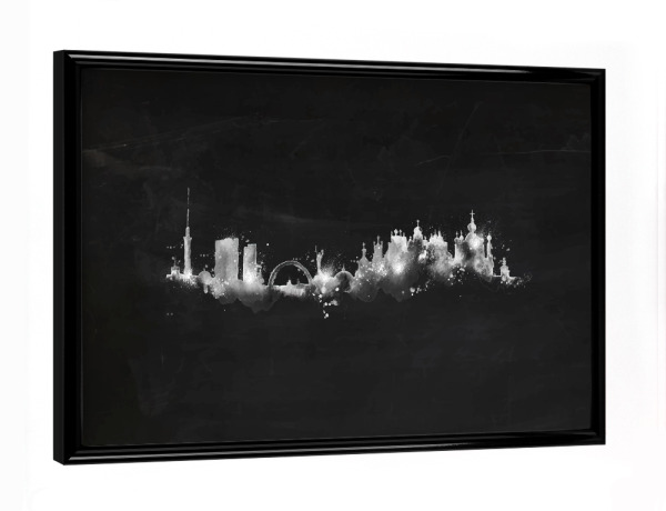 Poster mit schwarzem Rahmen "Silhouette chalk Kiev" artboxONE - Städte,Schwarzweiß,Städte / Weitere