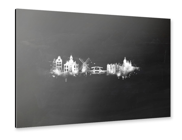 Alu-Dibond "Silhouette Amsterdam chalk" 30x20 cm artboxONE