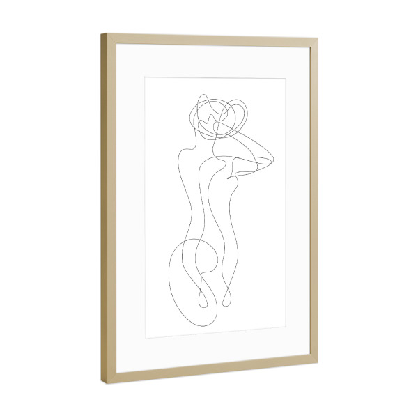 Poster mit Rahmen Gold "Woman with Unfixed Hair" artboxONE - Menschen,Schwarzweiß