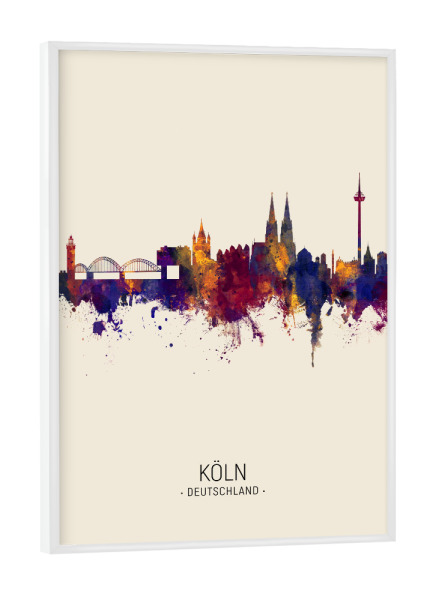 Poster mit weißem Rahmen "Cologne Germany Skyline Beige" artboxONE - Städte / Köln - Cologne,Germany,Skyline,Cityscape,Painting,Watercolour,Stadtbild