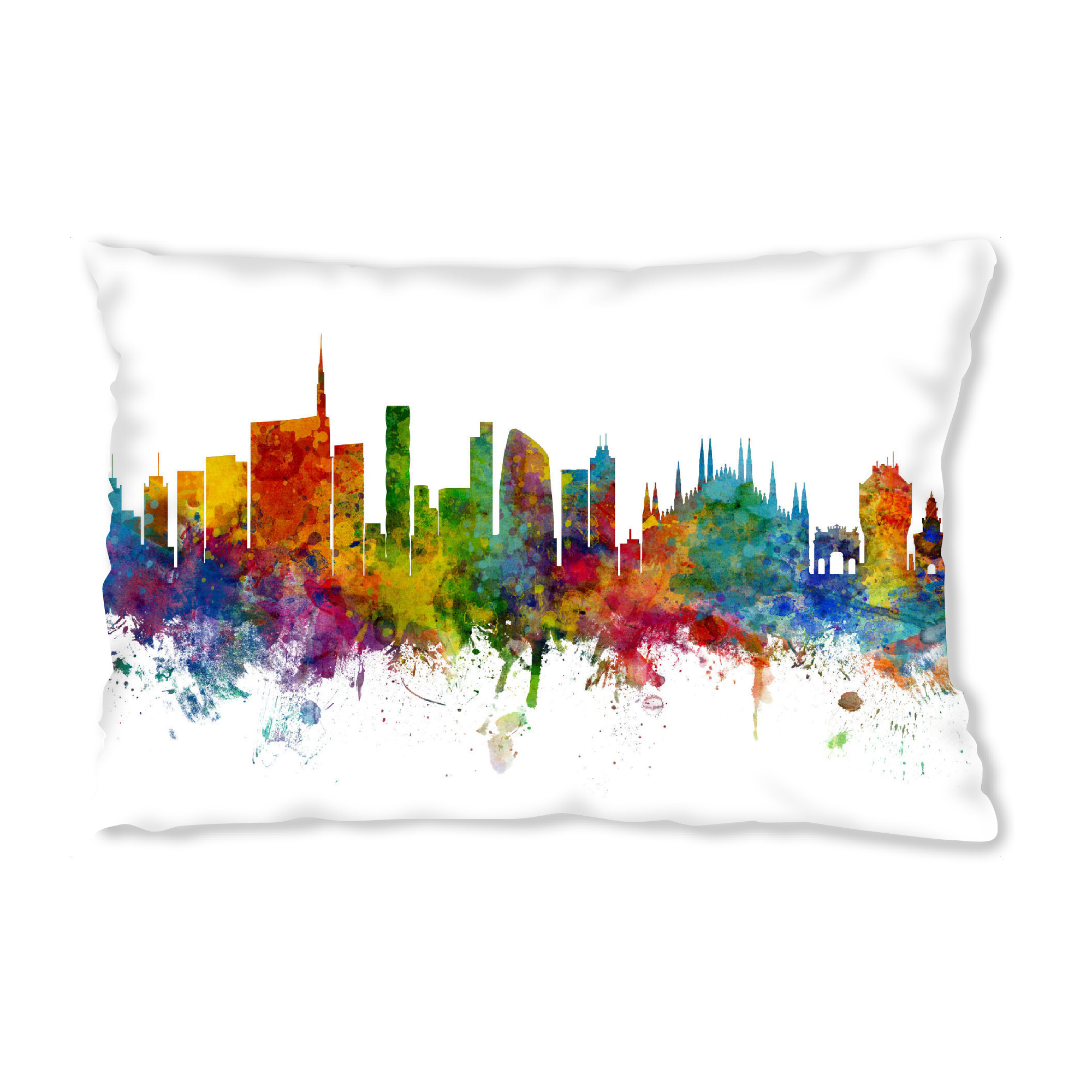 Design-Kissen "Milan Italy Skyline with Duomo" artboxONE - Städte - Milan,Italy,Skyline,Cityscape,Painting,Watercolour,Stadtbild,Duomo