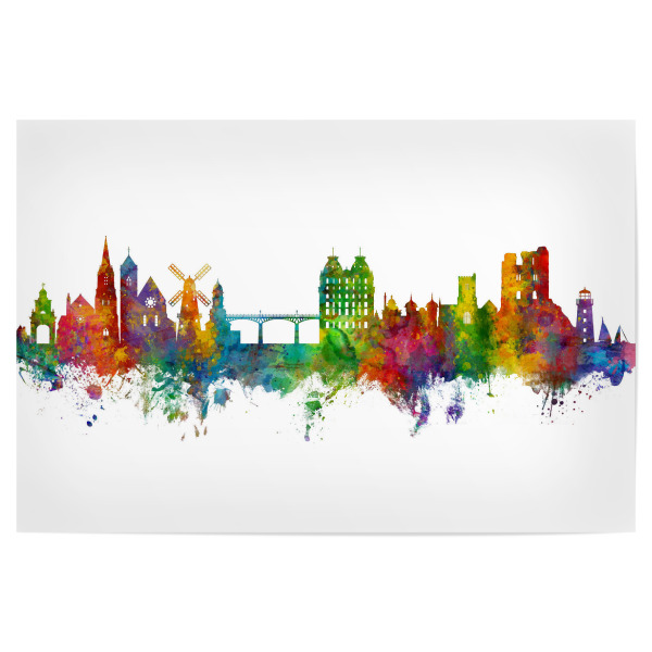 Poster 30x20 cm "Scarborough England Skyline" artboxONE - Städte - Scarborough,England,Skyline,Cityscape,Painting,Watercolour,Stadtbild