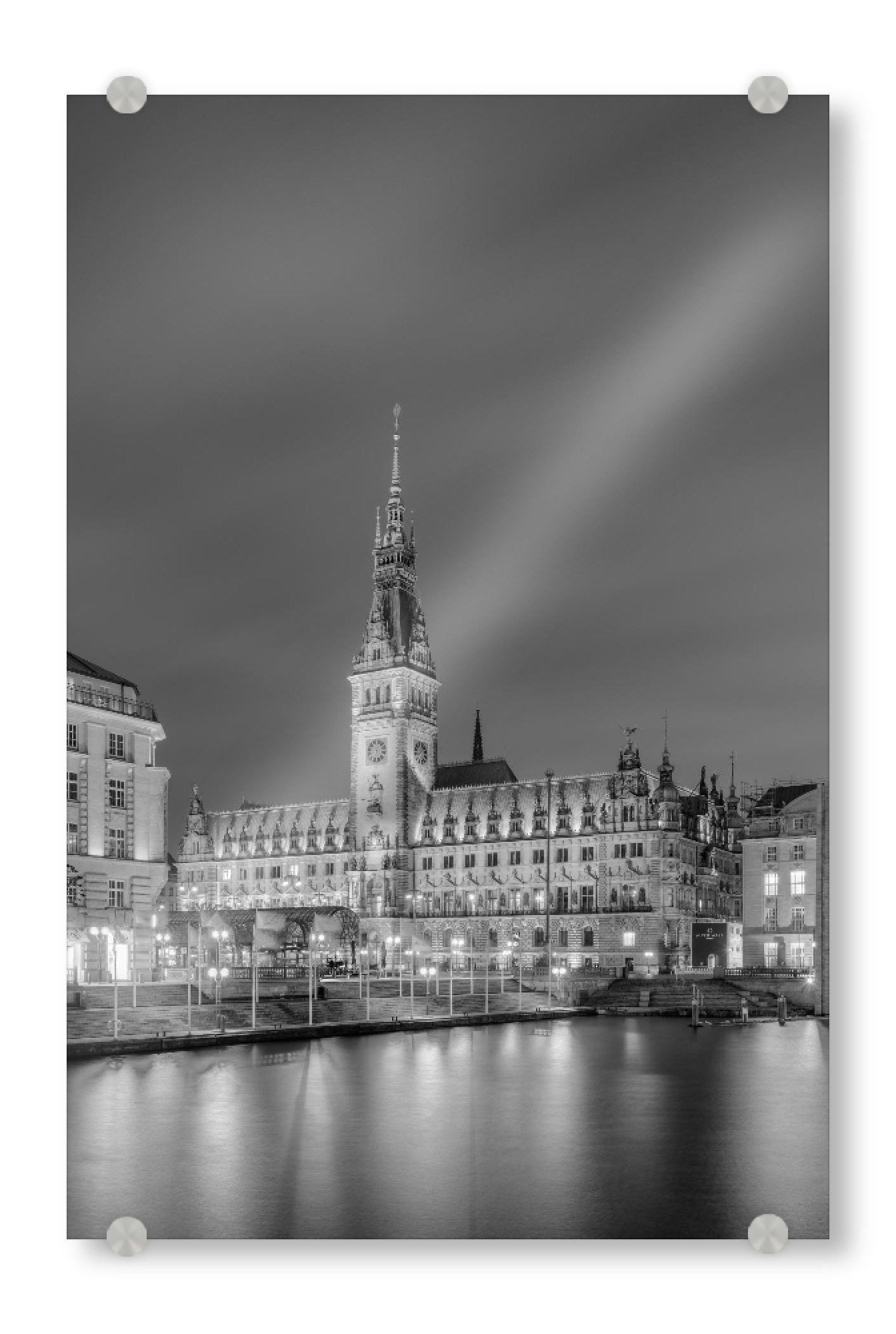 Acrylglasbild "Hamburger Rathaus schwarz-weiß" artboxONE - Städte / Hamburg,Schwarzweiß