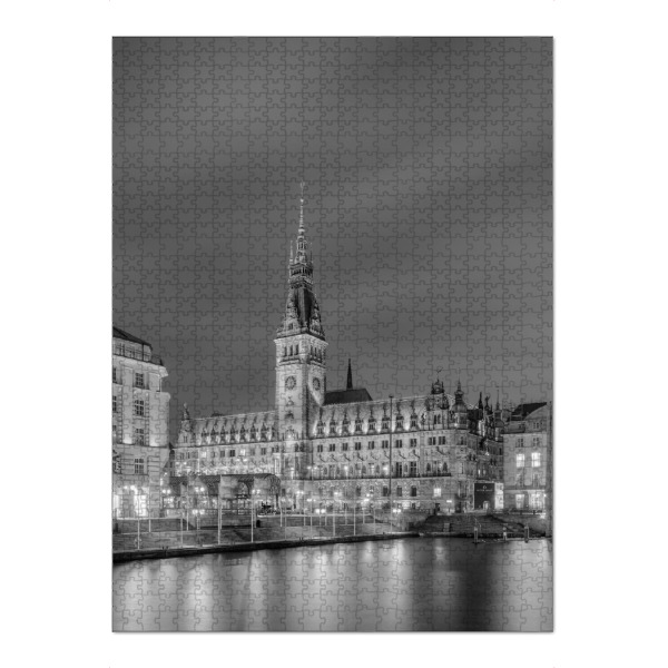 Puzzle Ravensburger "Hamburger Rathaus schwarz-weiß" artboxONE - Städte / Hamburg,Schwarzweiß