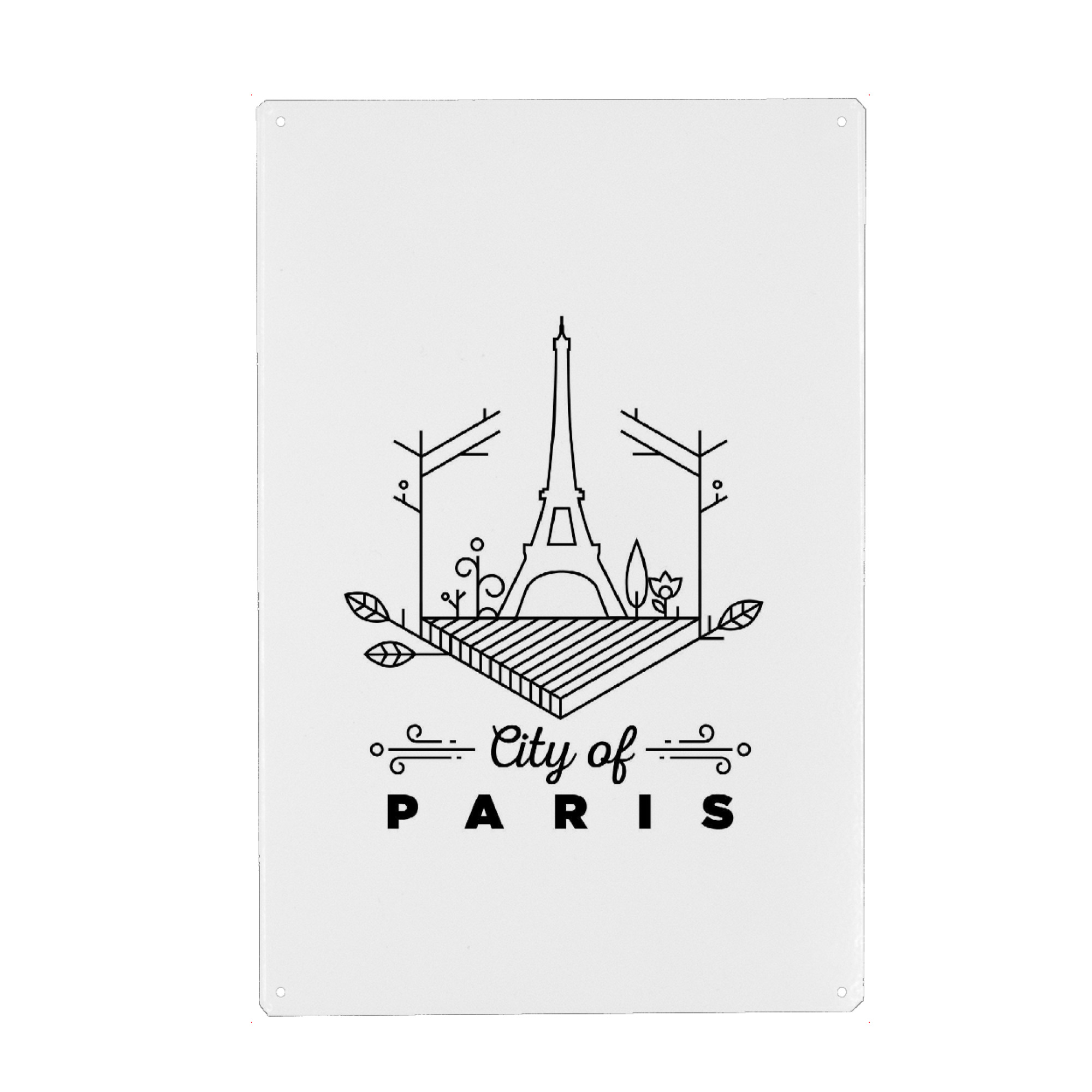 Metall Poster "Paris Monogram Design" artboxONE - Schwarzweiß,Städte / Paris