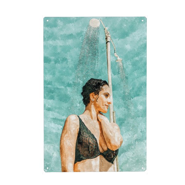 Metall Poster "Bathe | Woman Pool Shower | Summer" artboxONE - Menschen
