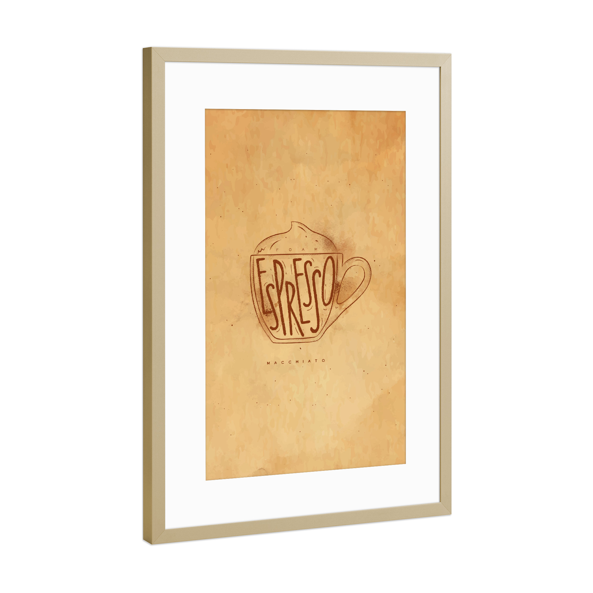 Poster mit Rahmen Gold "Macciato cup craft" artboxONE - Essen & Trinken