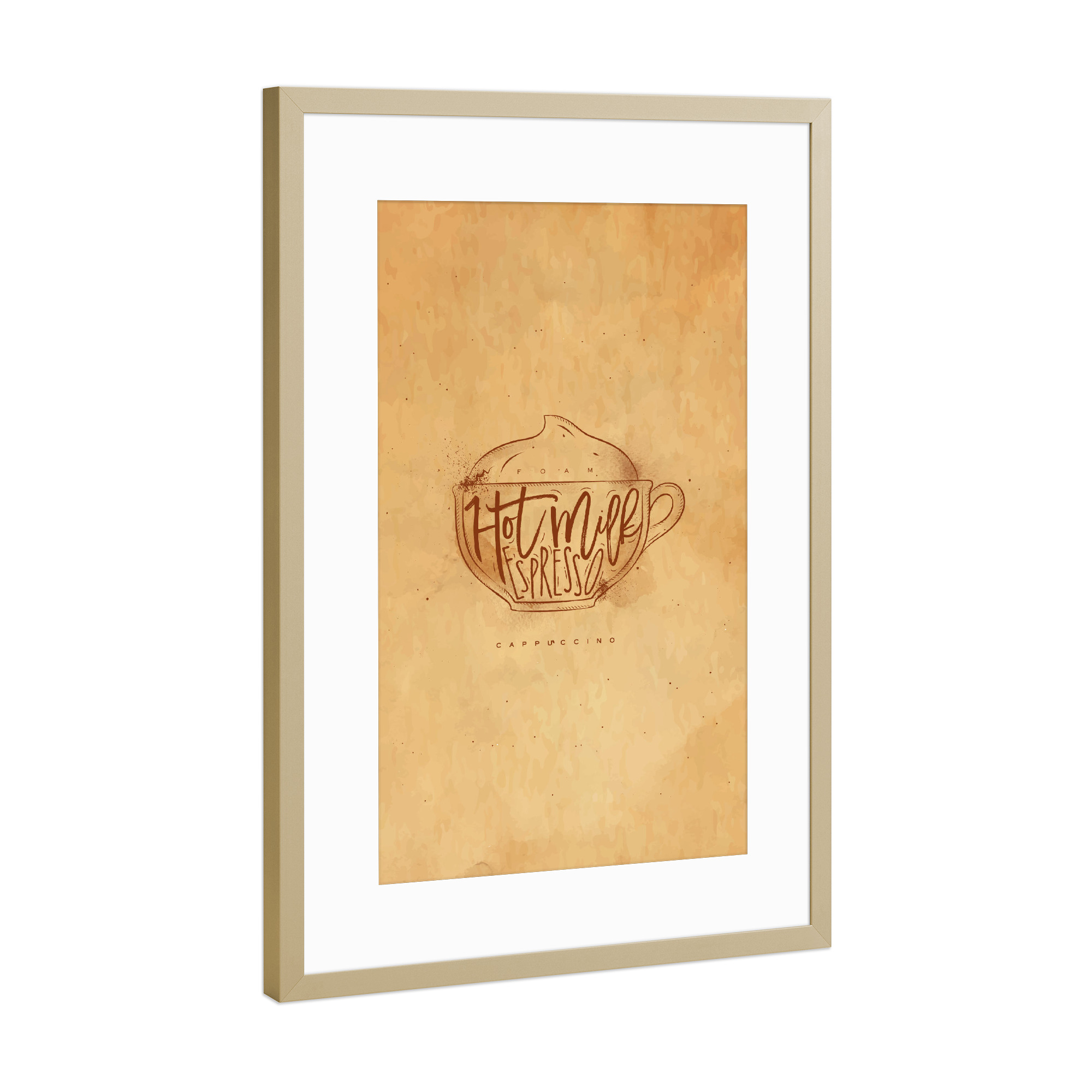 Poster mit Rahmen Gold "Cappuccino cup craft" artboxONE - Essen & Trinken