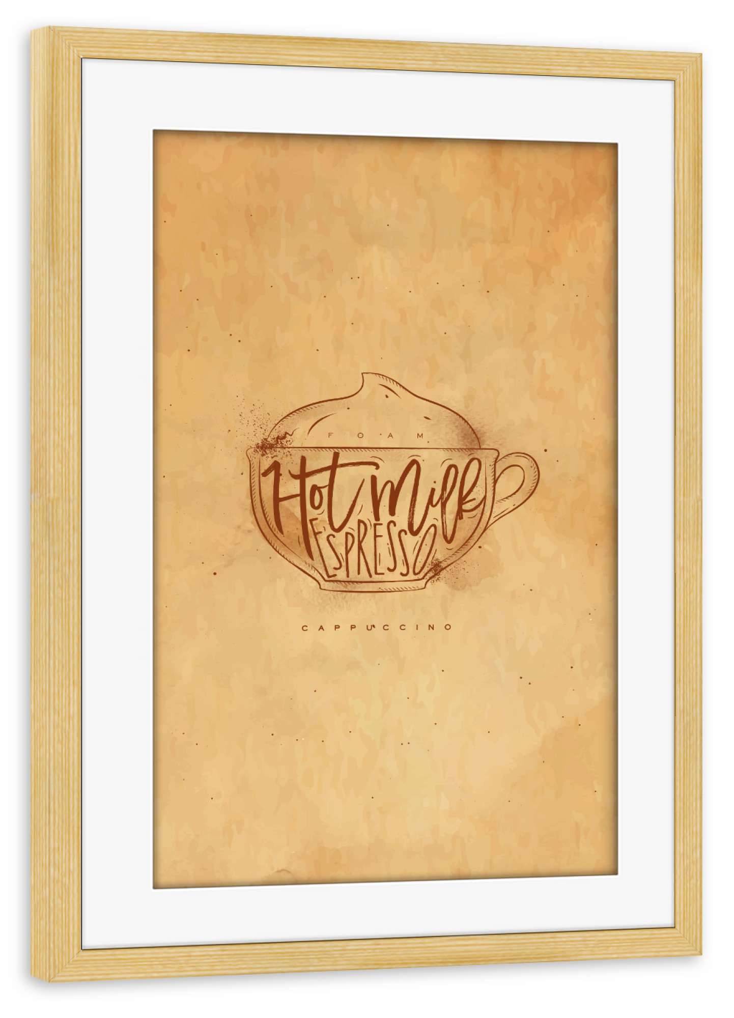 Poster mit Rahmen kiefer "Cappuccino cup craft" artboxONE - Essen & Trinken