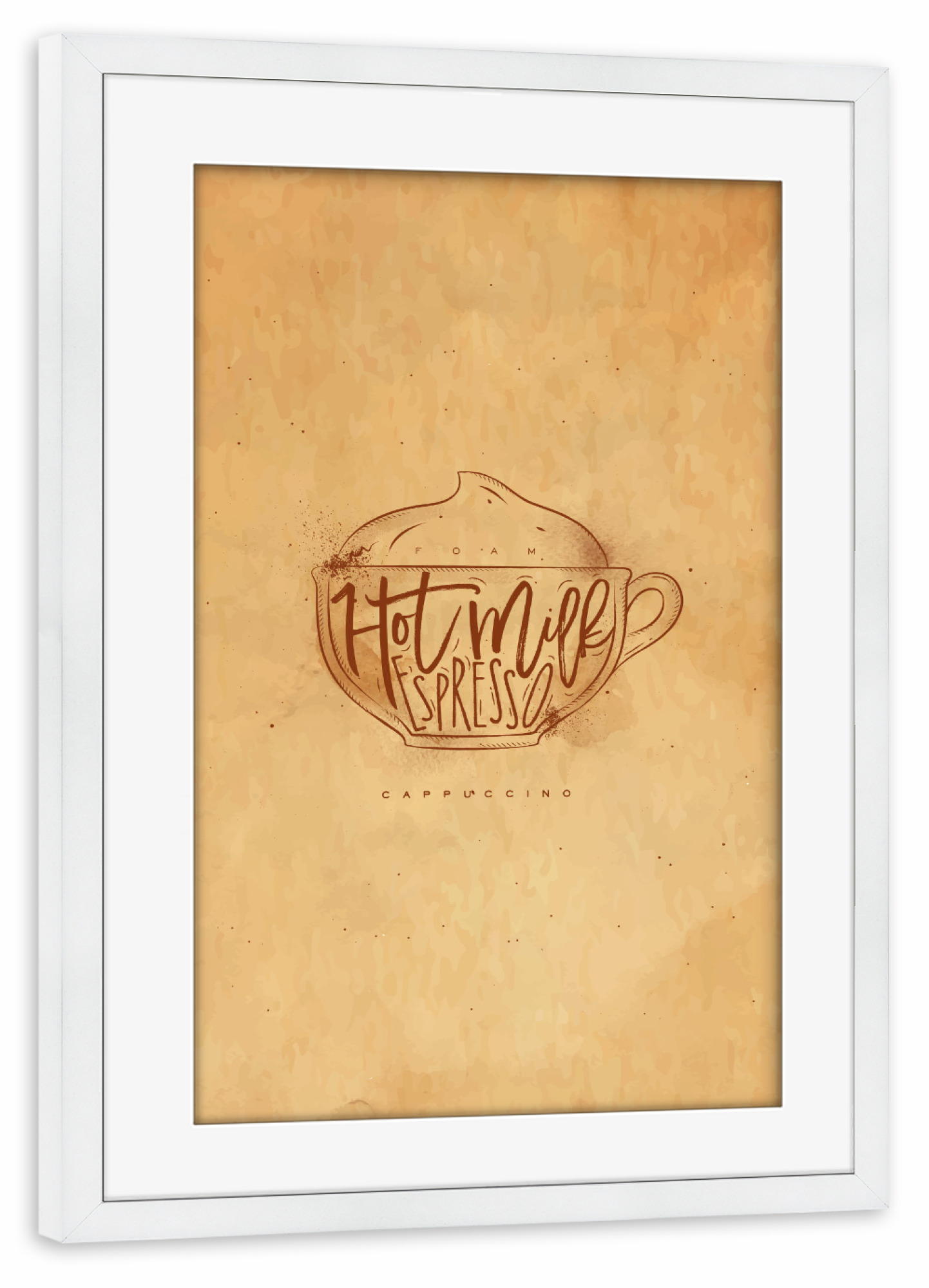 Poster mit Rahmen weiß "Cappuccino cup craft" artboxONE - Essen & Trinken