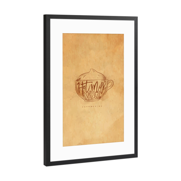 Poster mit Rahmen Schwarz (Metallic) "Cappuccino cup craft" artboxONE - Essen & Trinken