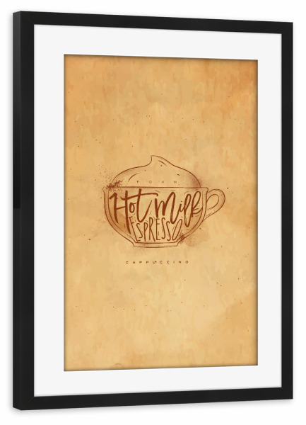 Poster mit Rahmen schwarz "Cappuccino cup craft" artboxONE - Essen & Trinken
