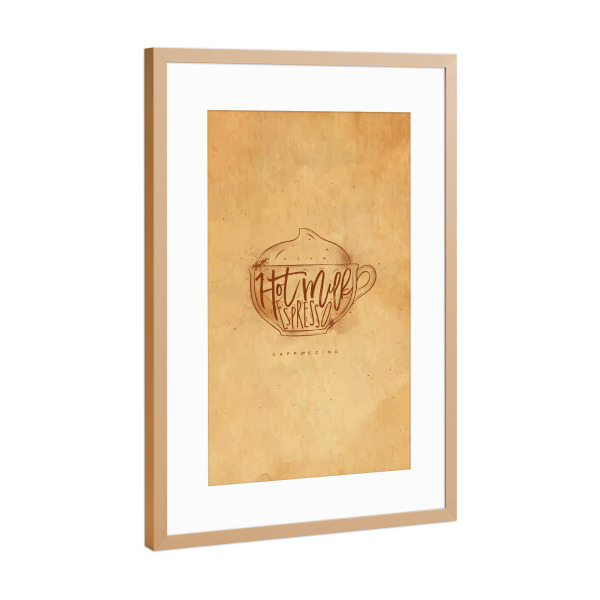 Poster mit Rahmen Kupfer "Cappuccino cup craft" artboxONE - Essen & Trinken