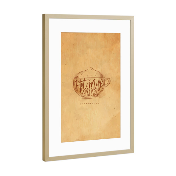 Poster mit Rahmen Gold "Cappuccino cup craft" artboxONE - Essen & Trinken