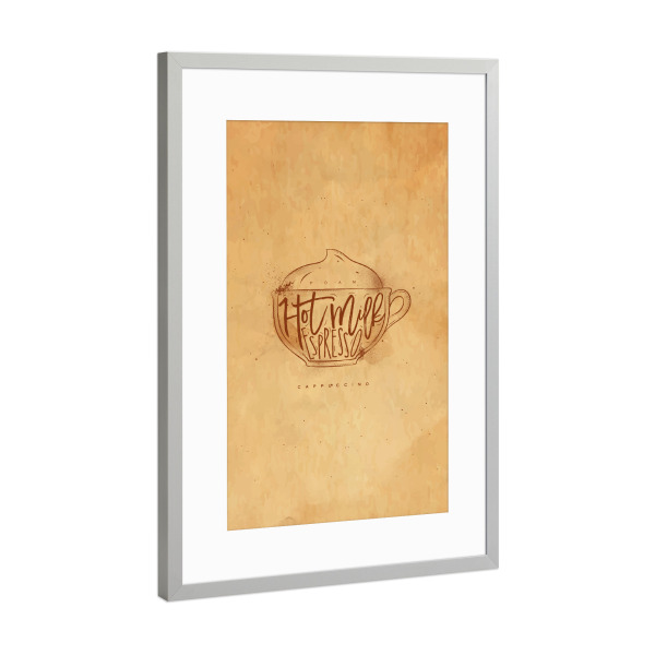Poster mit Rahmen Silber "Cappuccino cup craft" artboxONE - Essen & Trinken