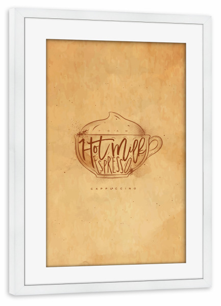 Poster mit Rahmen weiß "Cappuccino cup craft" artboxONE - Essen & Trinken