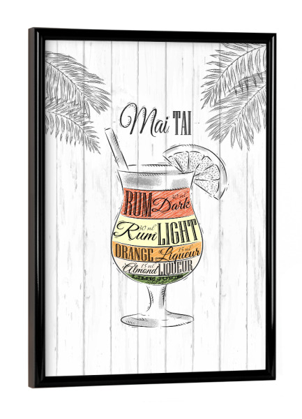 Poster mit schwarzem Rahmen "Mai tai cocktail wood" artboxONE - Fashion,Essen & Trinken / Alkohol