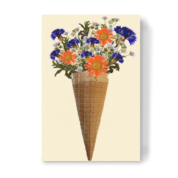 Leinwandbild "Blumeneistüte" artboxONE - Floral - Eis,Blumen,Flowers,Blumeneis,Ice,Iceart,Icecream,Fotografie,Collage,Fotocollage