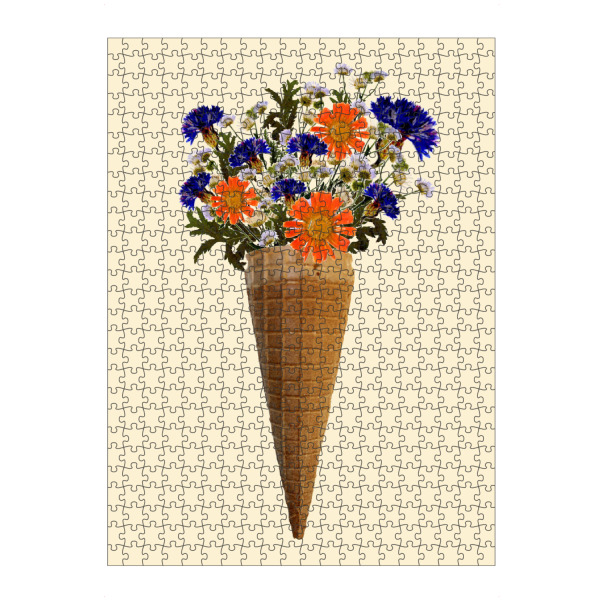 artboxONE Puzzle "Blumeneistüte" artboxONE - Floral - Eis,Blumen,Flowers,Blumeneis,Ice,Iceart,Icecream,Fotografie,Collage,Fotocollage - Bild eis