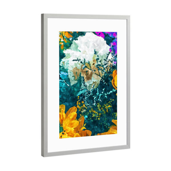 Poster mit Rahmen Silber "Dark & Floral" artboxONE - Floral