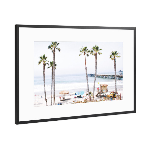 Poster mit Rahmen Schwarz (Metallic) "Palm Beach" artboxONE - Floral