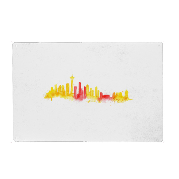 Metall Poster "Silhouette Seattle watercolor" artboxONE - Städte,Reise