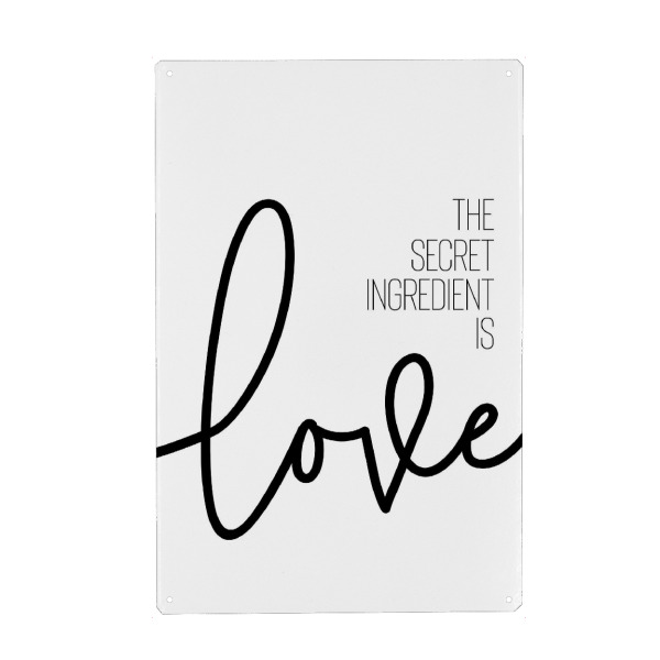Holzbild "The secret ingredient is love" artboxONE - Typografie,Schwarzweiß - Liebe,Spruch,Minimalistisch