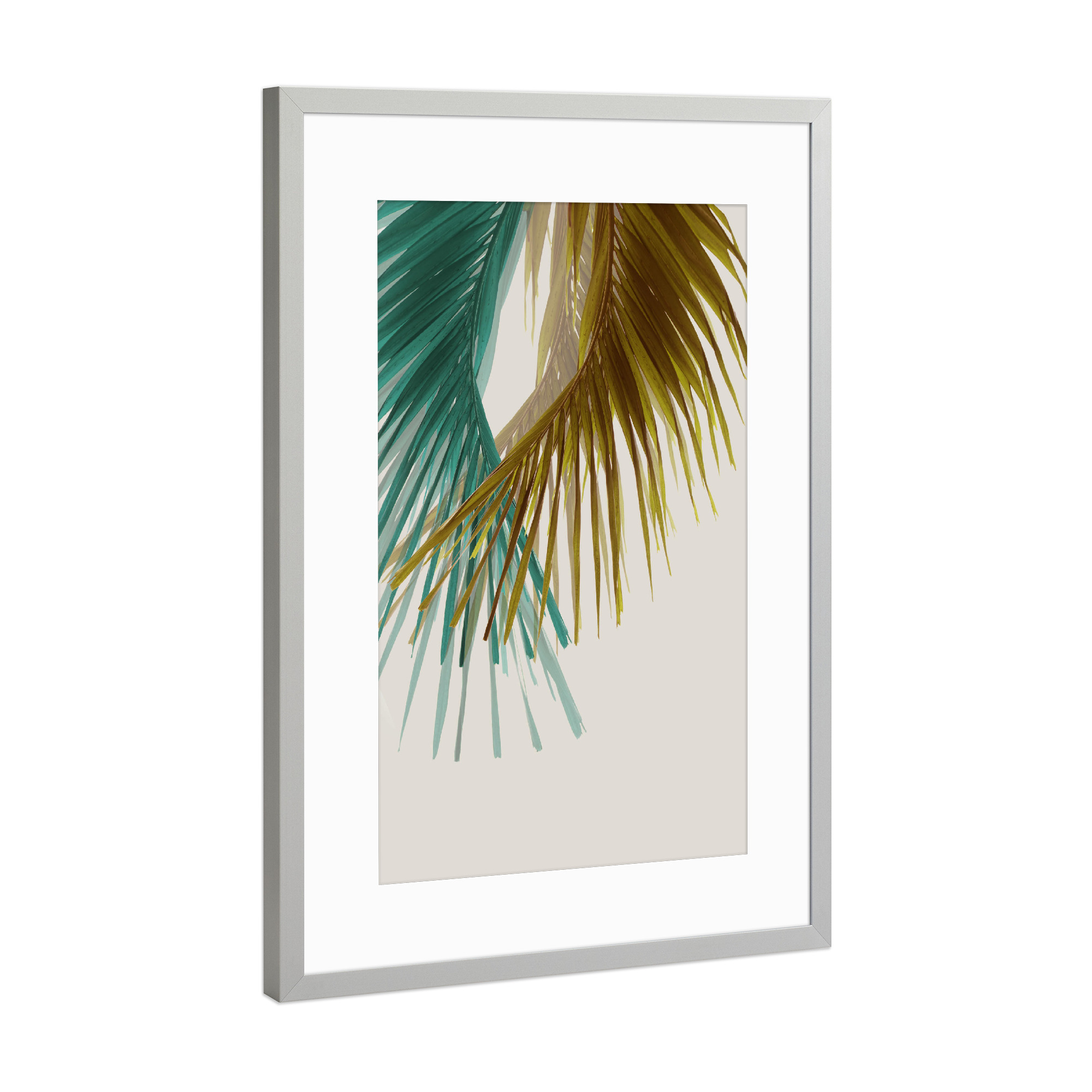 Poster mit Rahmen Silber "Abstract Palm Leaves Wall Art" artboxONE - Natur,Floral - Abstract,Nature,Palm leaves,Palm leaf,Palm tree