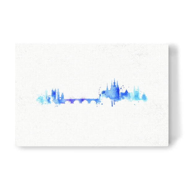 Leinwandbild "Silhouette Prague watercolor" artboxONE - Städte,Reise,Städte / Prag